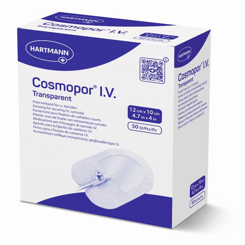 Пов'язка для фіксації внутрішньовенних канюль Cosmopor®I.V. Transparent 12см x 10см 50шт